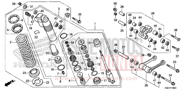 REAR CUSHION for CRF150R "Big wheels" EXTREME RED (R292) from 2013